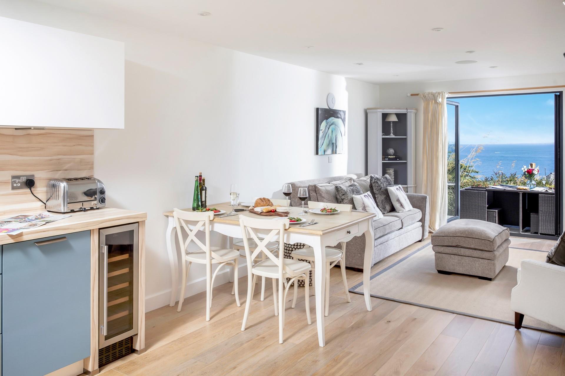 Tuck into a hearty breakfast and your favourite wine whilst you enjoy the views.