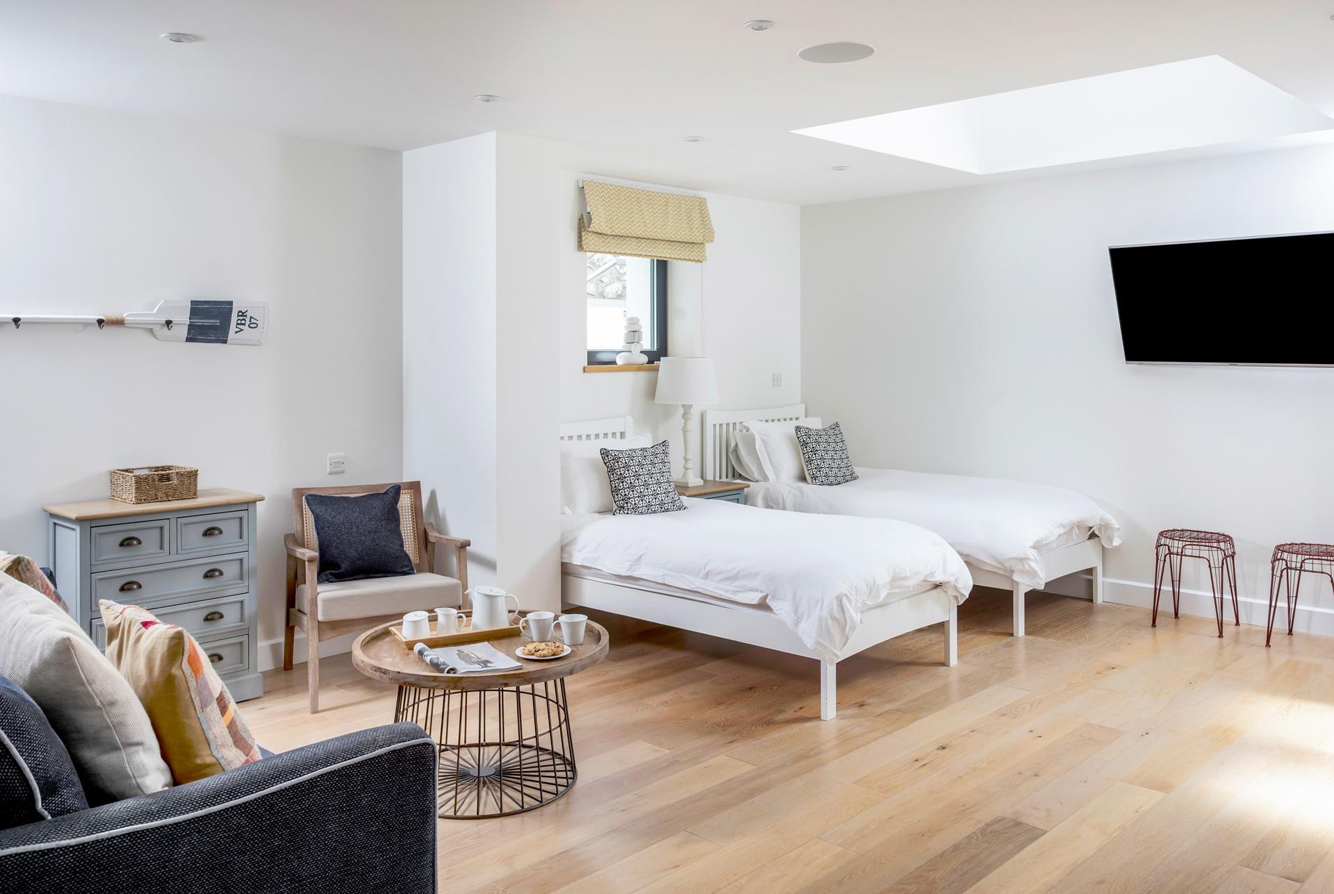 The twin bedroom is bright and spacious, ideal for kids or adults.