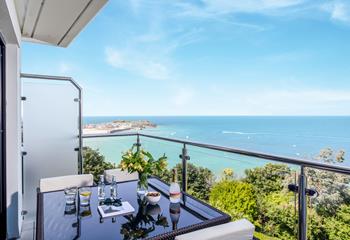 Stunning views over St Ives from the private balcony.