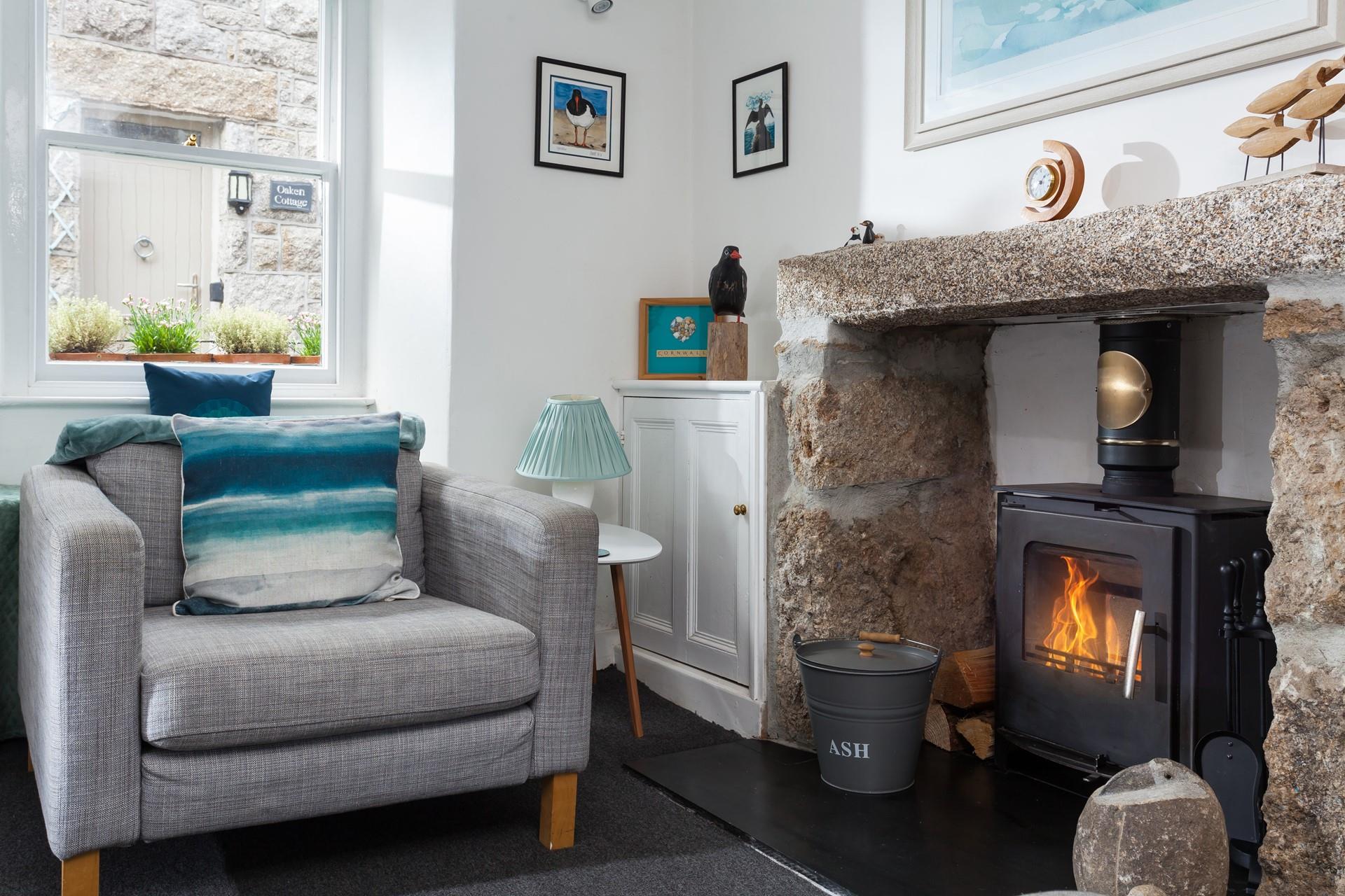 Cosy up in front of the woodburner after a wintery beach walk.