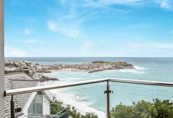 Stunning views showcase beautiful St Ives, its beaches and harbour.