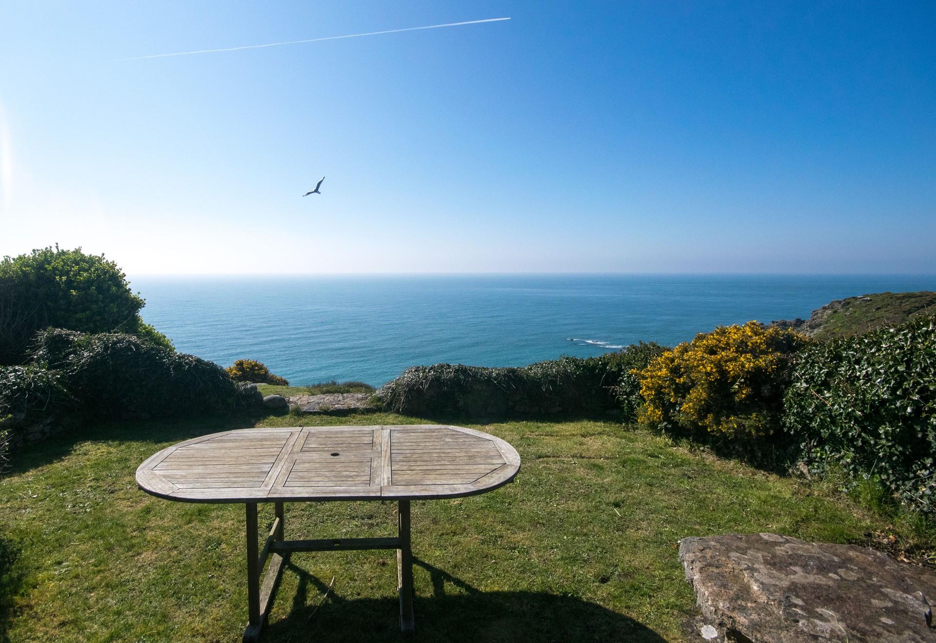 Beautiful views across the ocean from the seated garden area.
