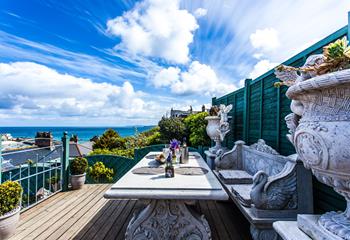 We love this decking area and the unique seating, not to mention the views.