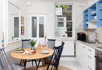 Enjoy dinner together after a day on the Cornish coast. 