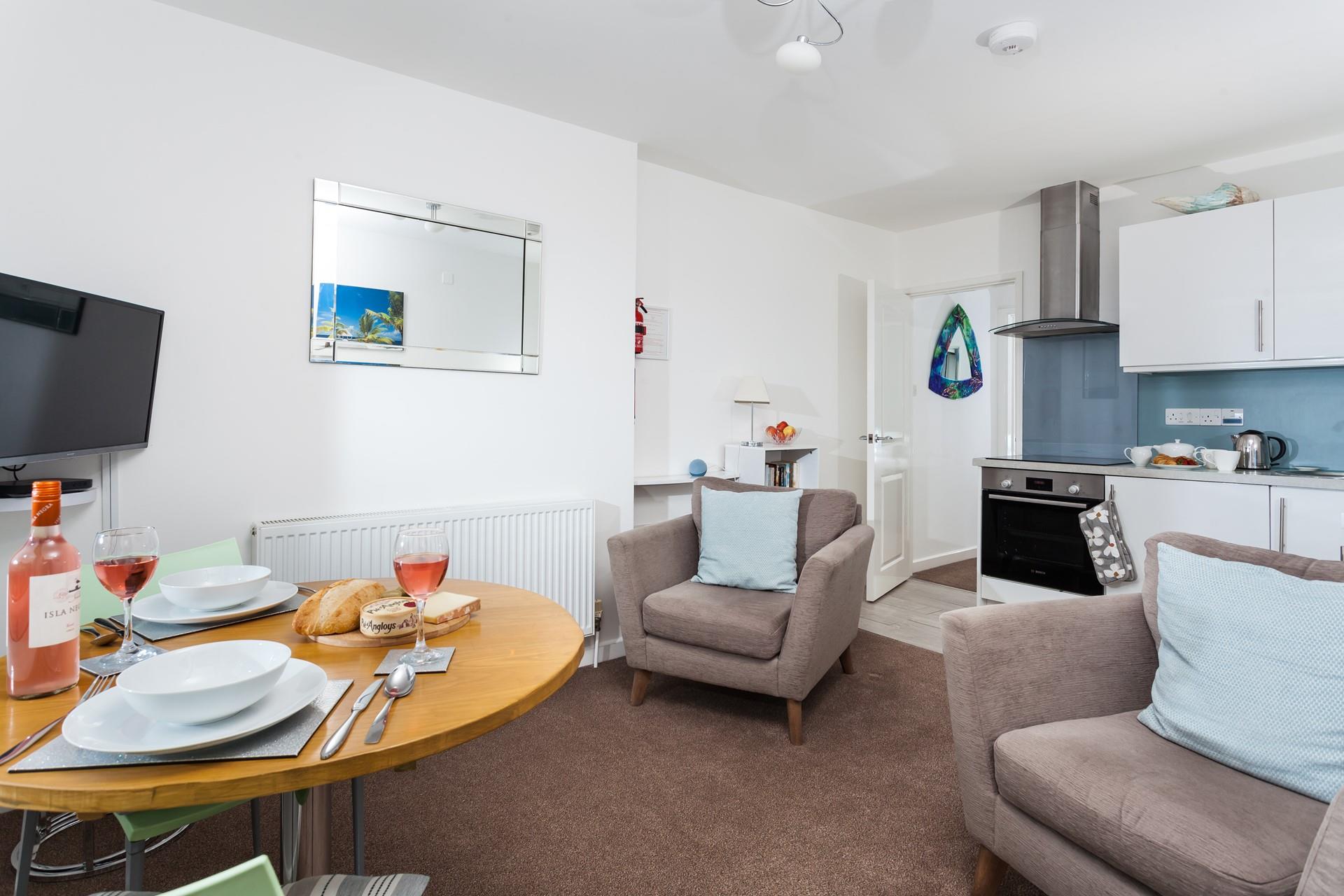 The sitting area is a great cosy bolthole for a couple to come back to.