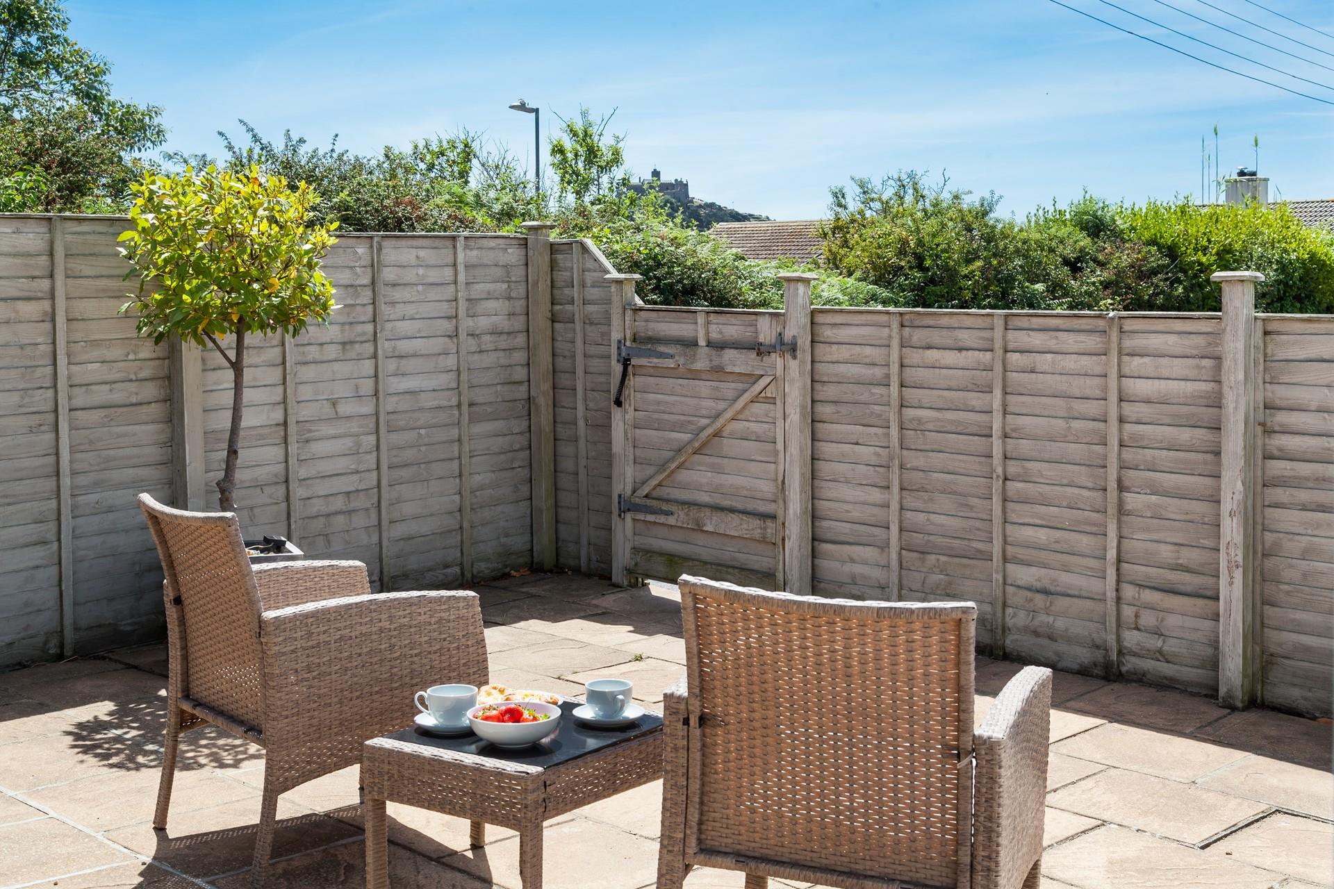 Sit on the patio and sip a hot cup of tea in the morning sun.