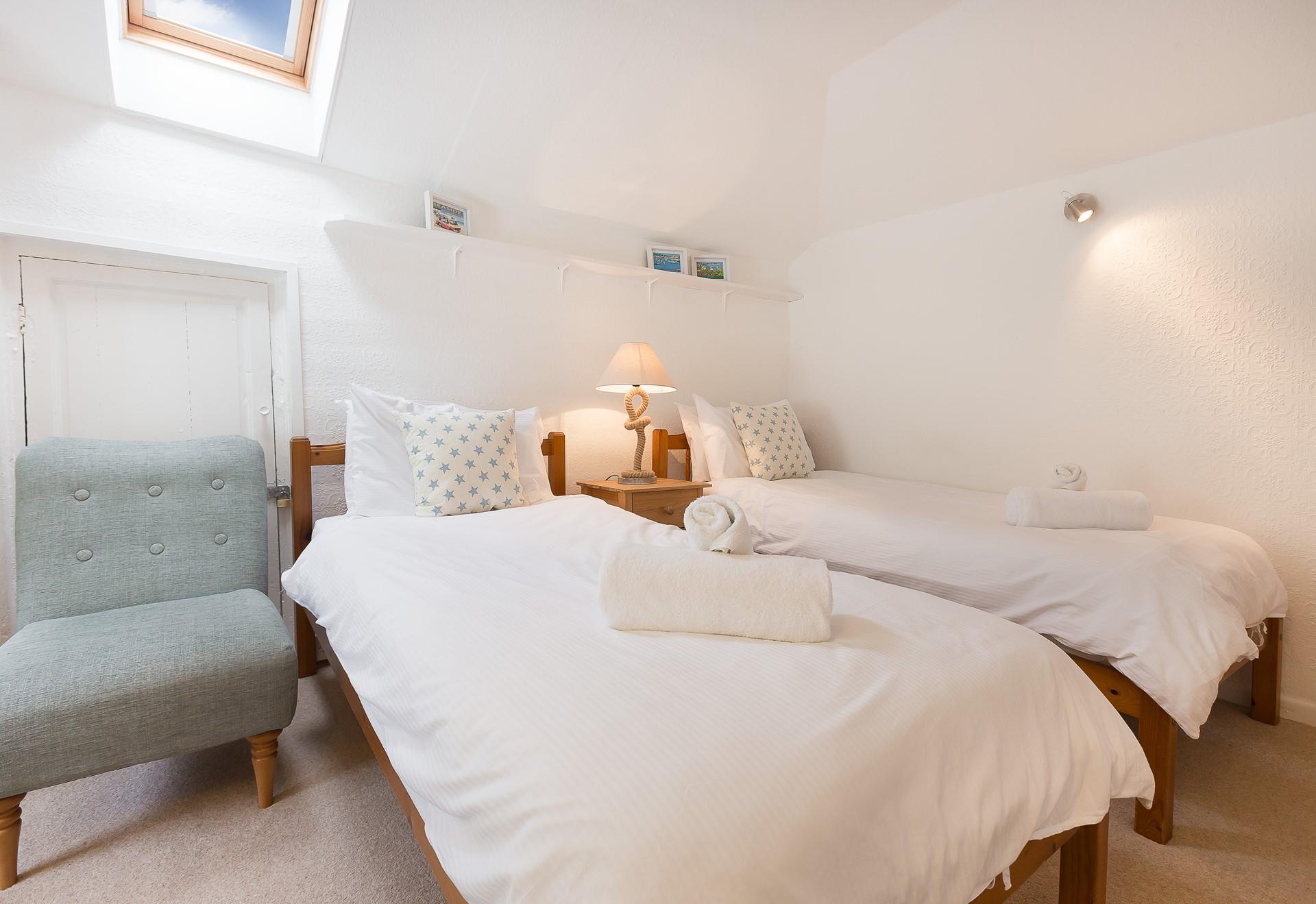 The twin bedroom is perfect for kids or adults to sink into.