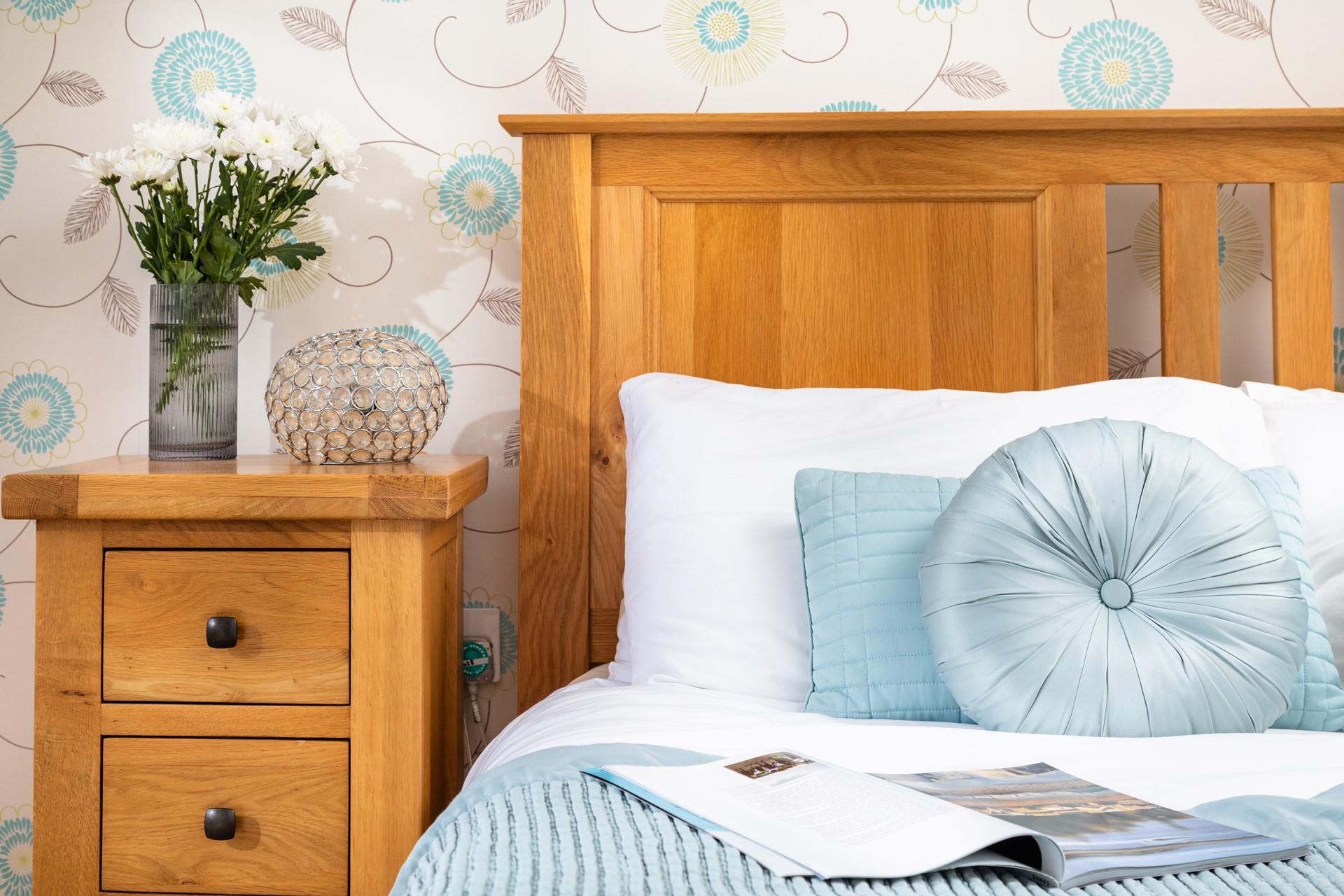 Stylish finishing touches create a luxurious and relaxing space.