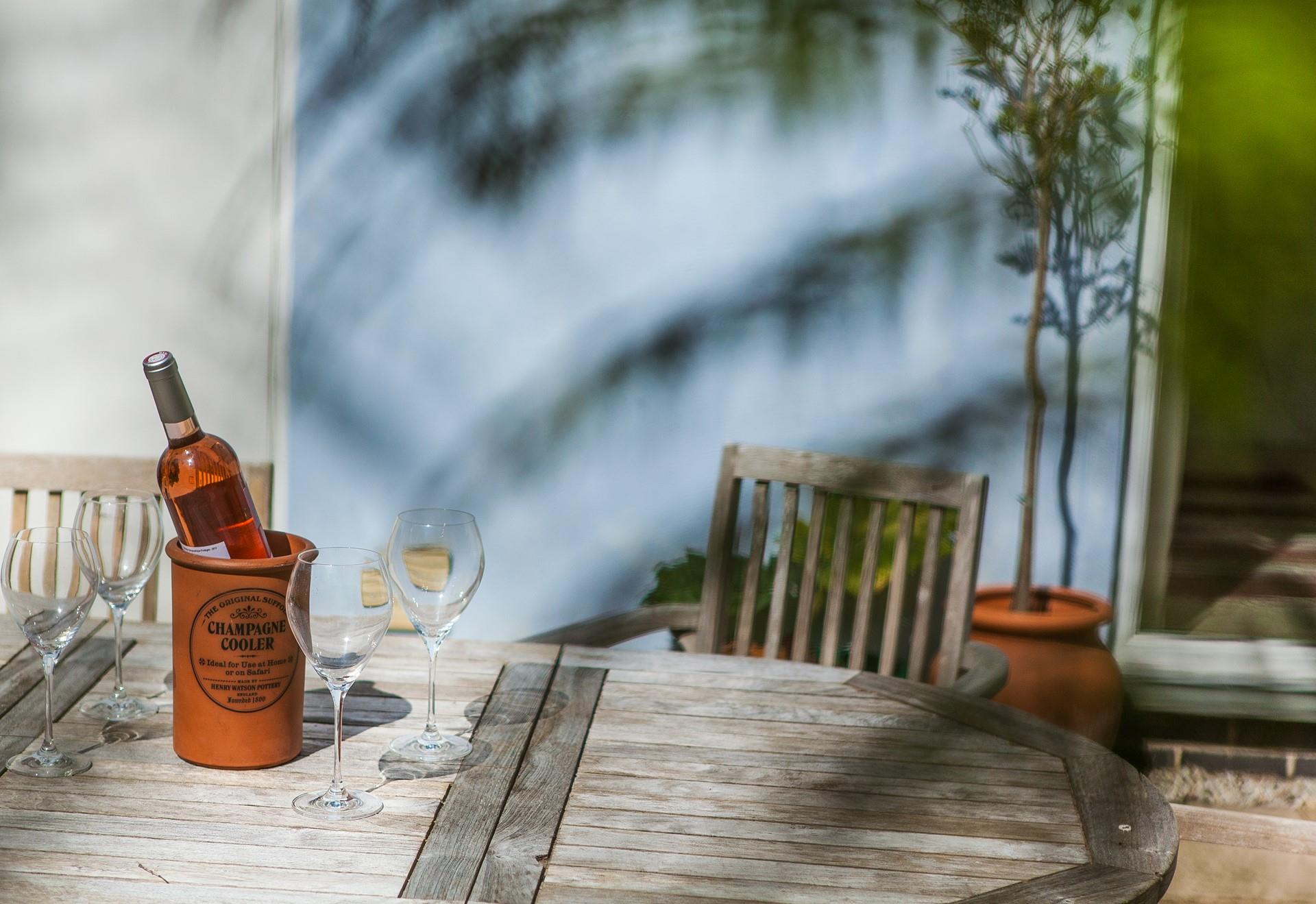 Open a bottle of wine to sip in the afternoon sunshine.