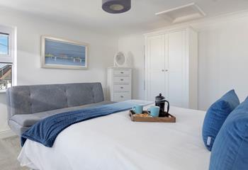 Bedroom 4 has a king size bed to spend cosy mornings sipping your morning cuppa.