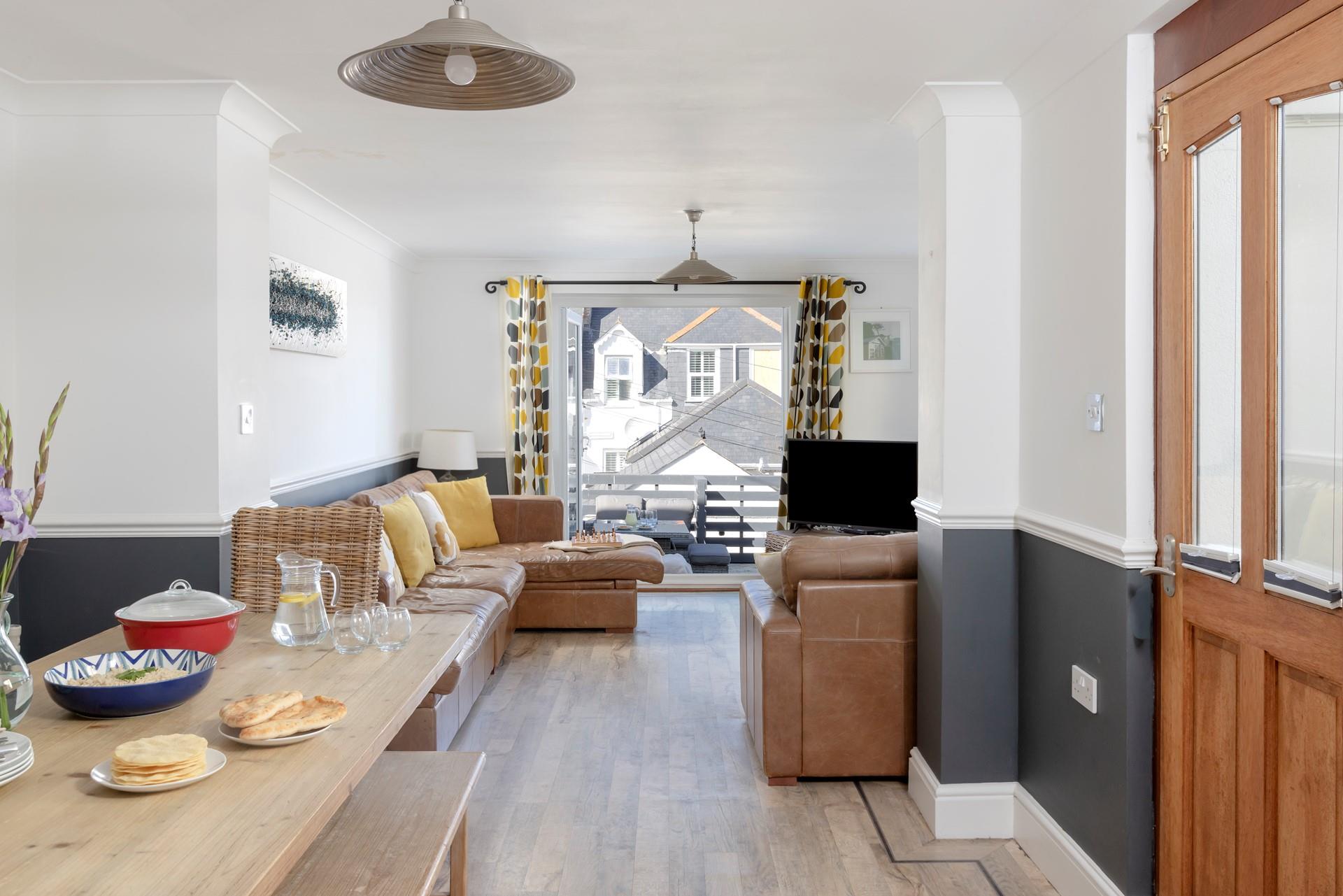 Everyone can sit around the dinner table and enjoy a delicious meal.