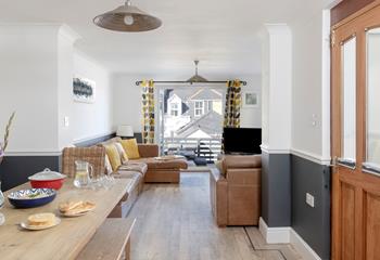 Everyone can sit around the dinner table and enjoy a delicious meal.