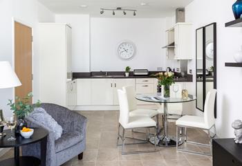 The spacious open plan living space means you can entertain whilst rustling up meals.