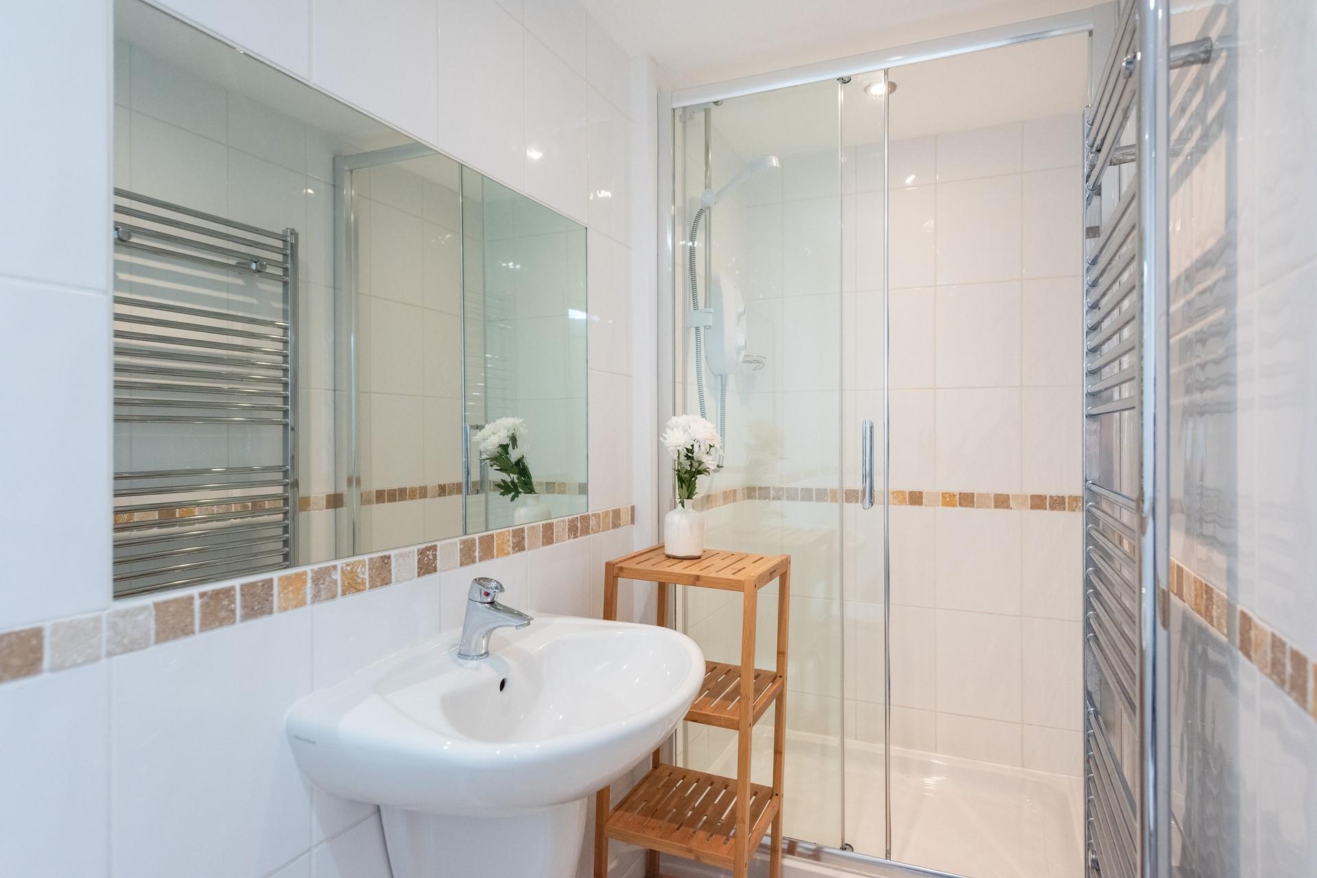 The large shower is ideal for washing away the sand after a day out on the beach!
