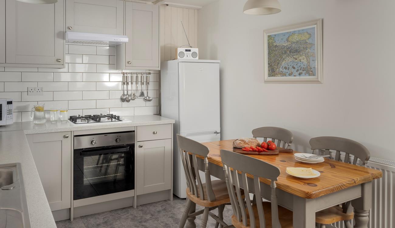 You'll find all the mod cons you need in the well-equipped kitchen.