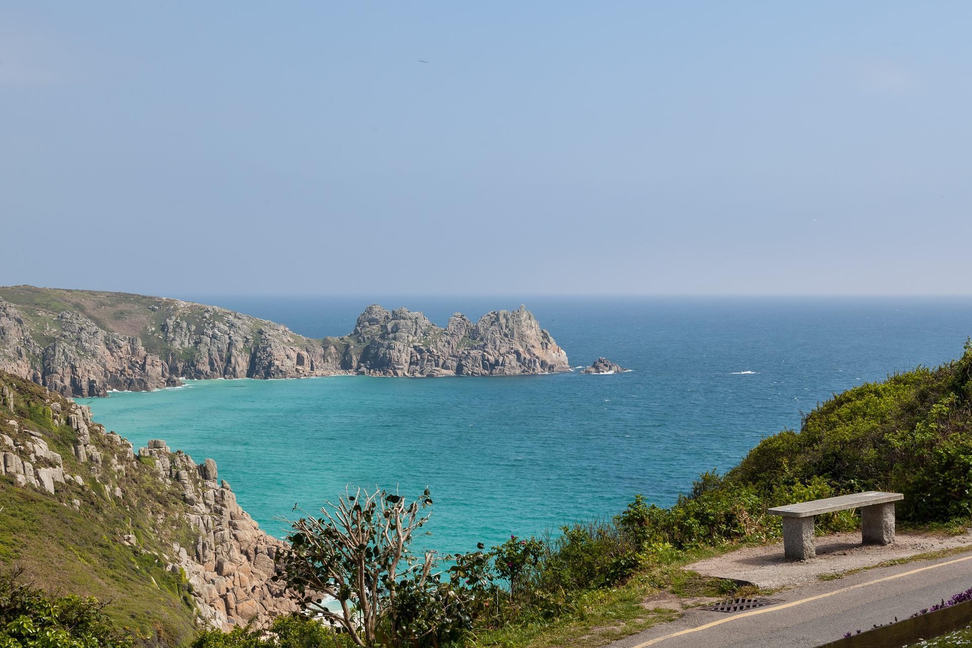 Porthcurno is a beautiful white sandy beach perfect for swimming on sunbathing.