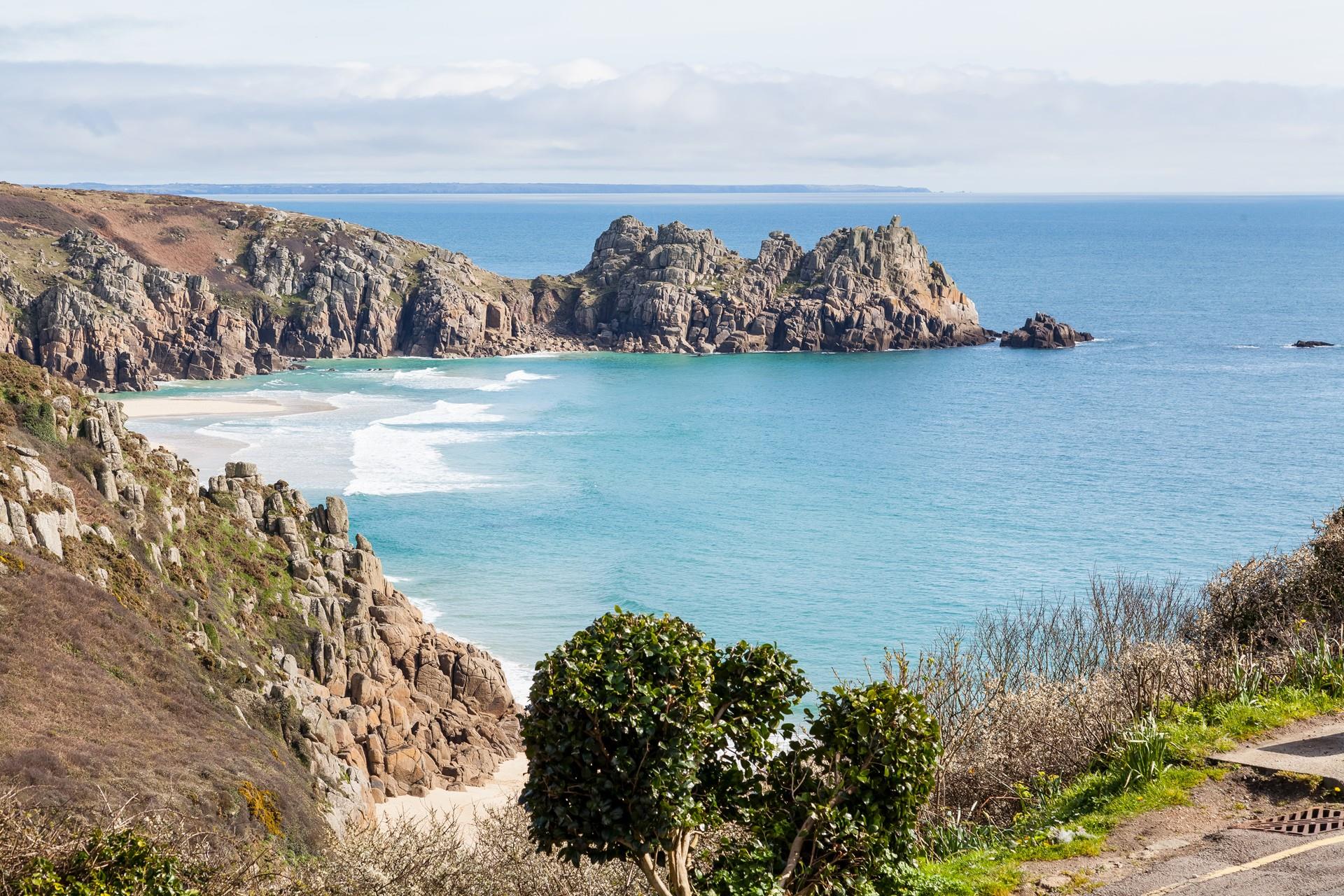 Enjoy stunning views of the azure waters of Porthcurno.