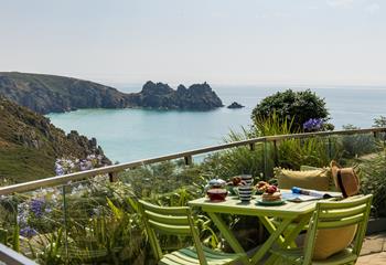 Overlooking the scenic coastline and Porthcurno beach, Logan's Reach is a charming retreat.