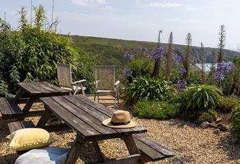 Tucked away, the garden is perfect for al fresco dining!