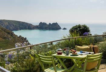 Overlooking the scenic coastline and Porthcurno beach, Logan's Reach is a charming retreat.