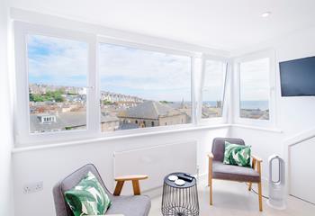Bedroom 3 has a large dormer window with stunning harbour views. 