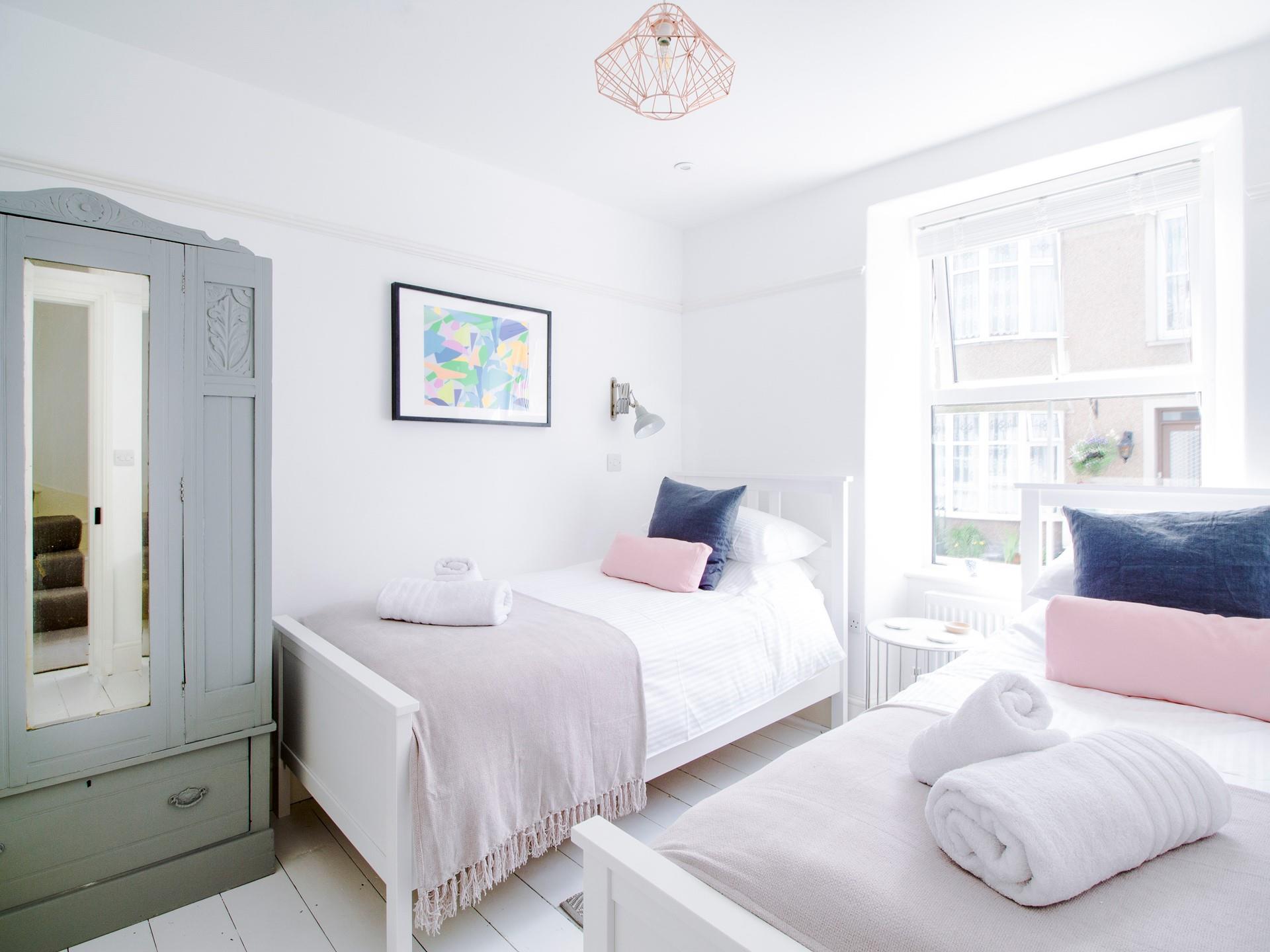 The twin beds are perfect for children or adults.