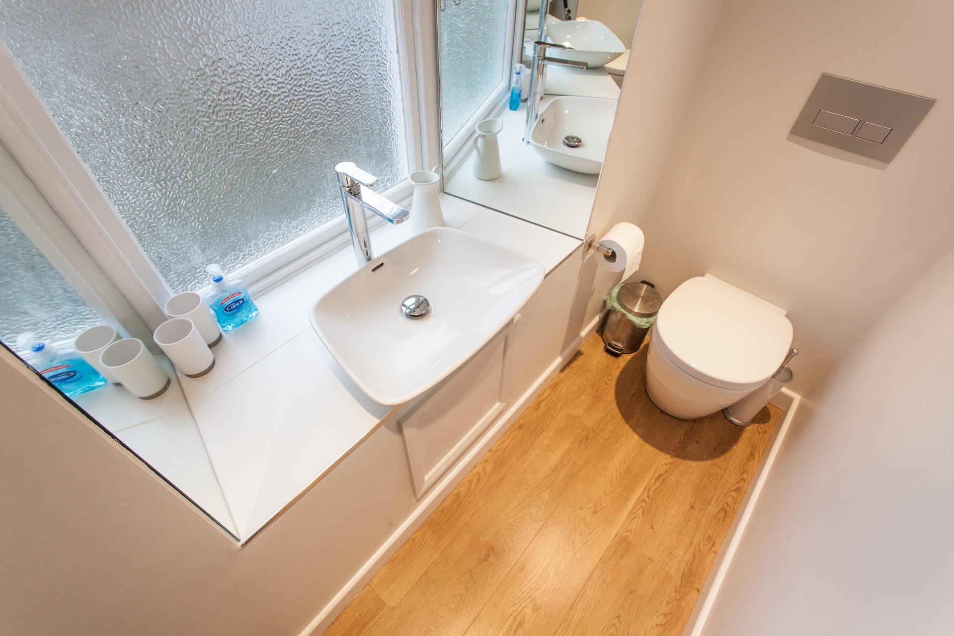 There is plenty of space for everyone to get ready in the morning.