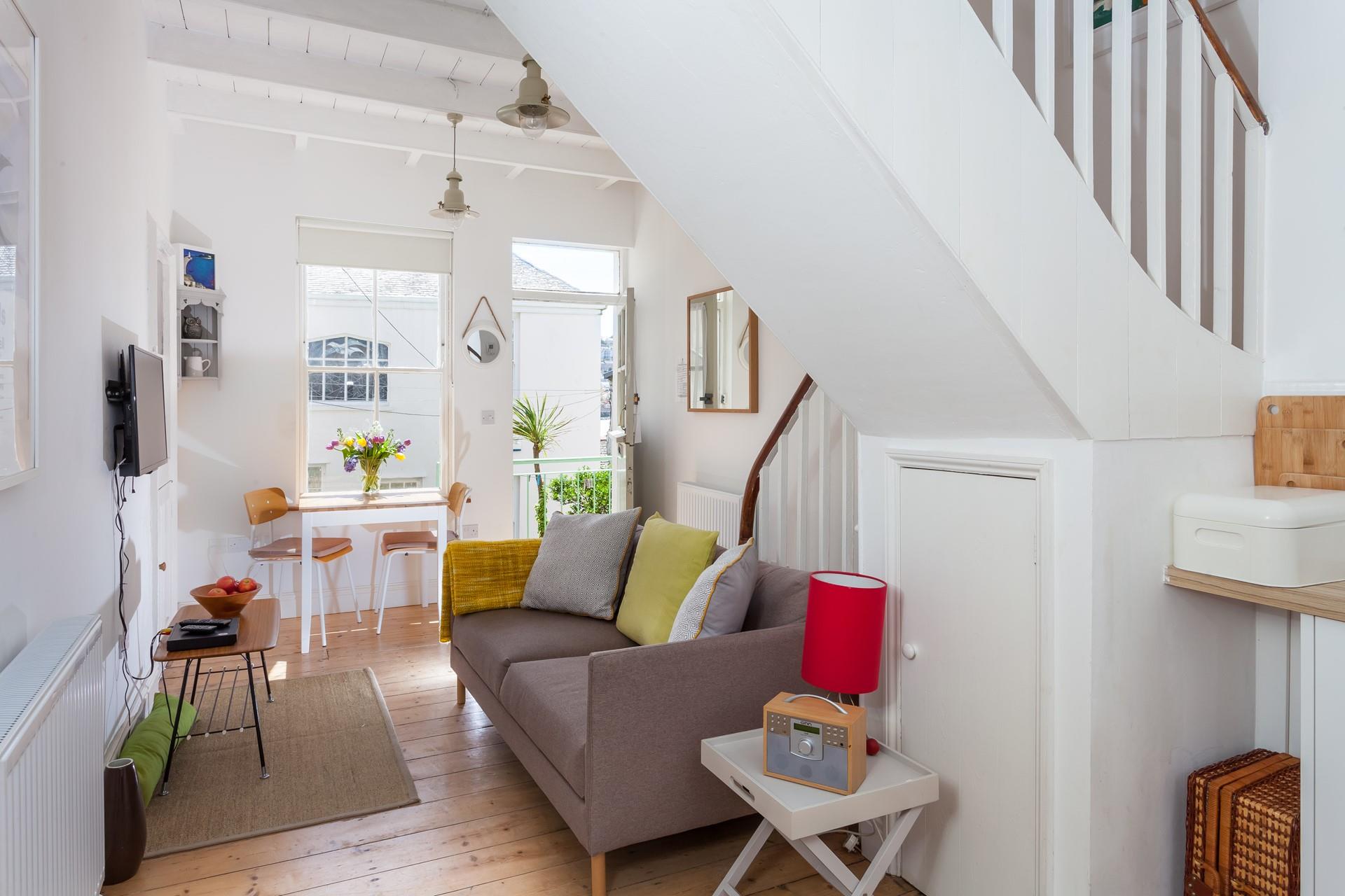 Bright and airy, the sitting area is a comfortable space to relax after a busy day exploring.
