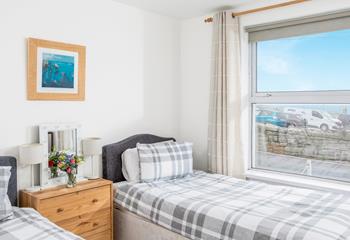 Bedroom 2 benefits from glorious sea views.