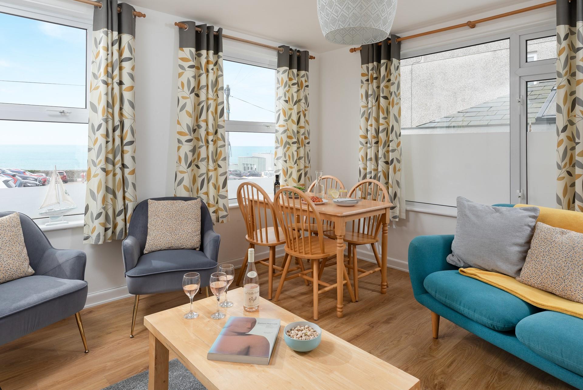 Retire to the comfortable sofa after a day exploring Cornwall. 