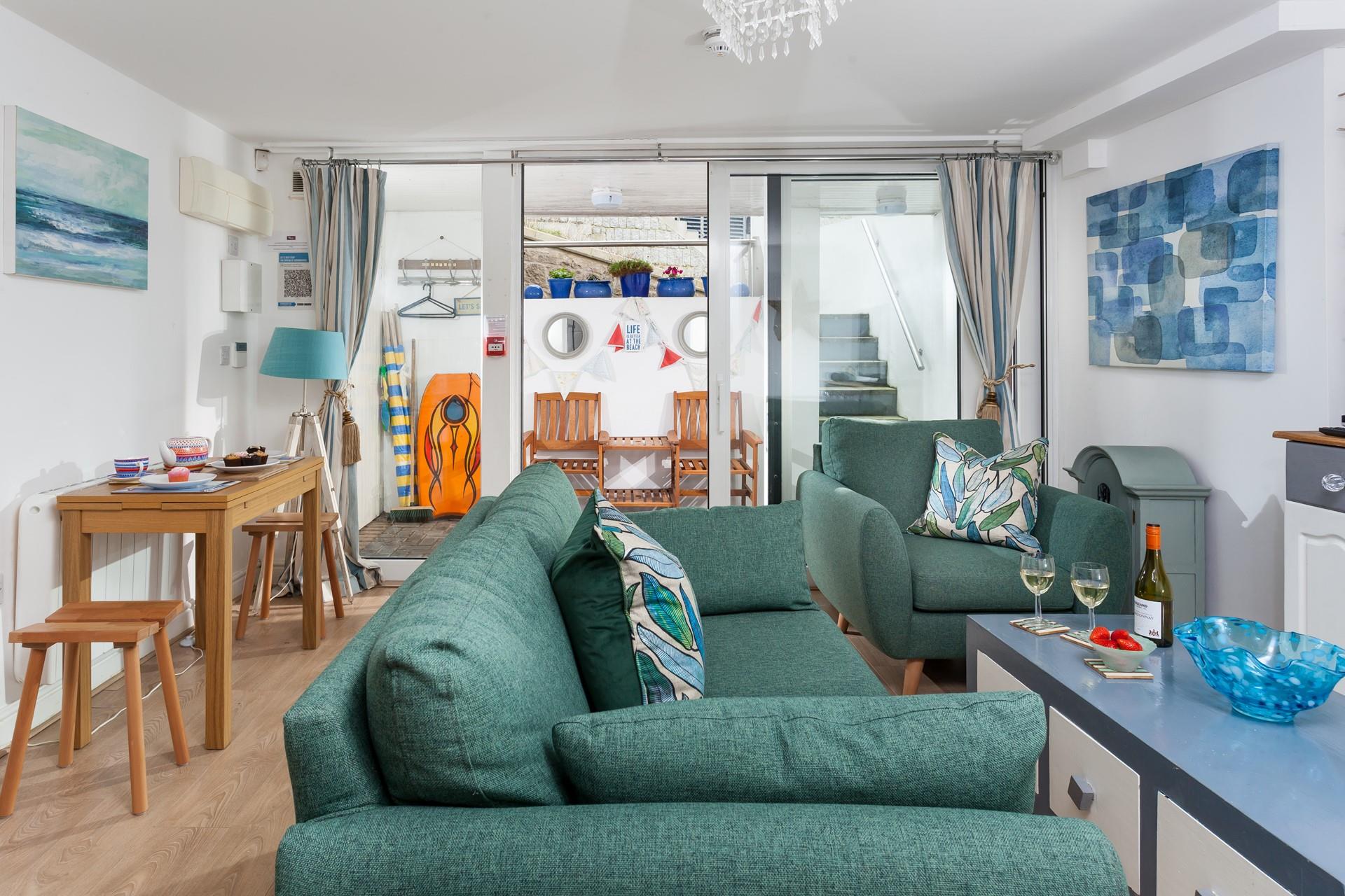 Wander out to your patio to enjoy soaking up the sun.