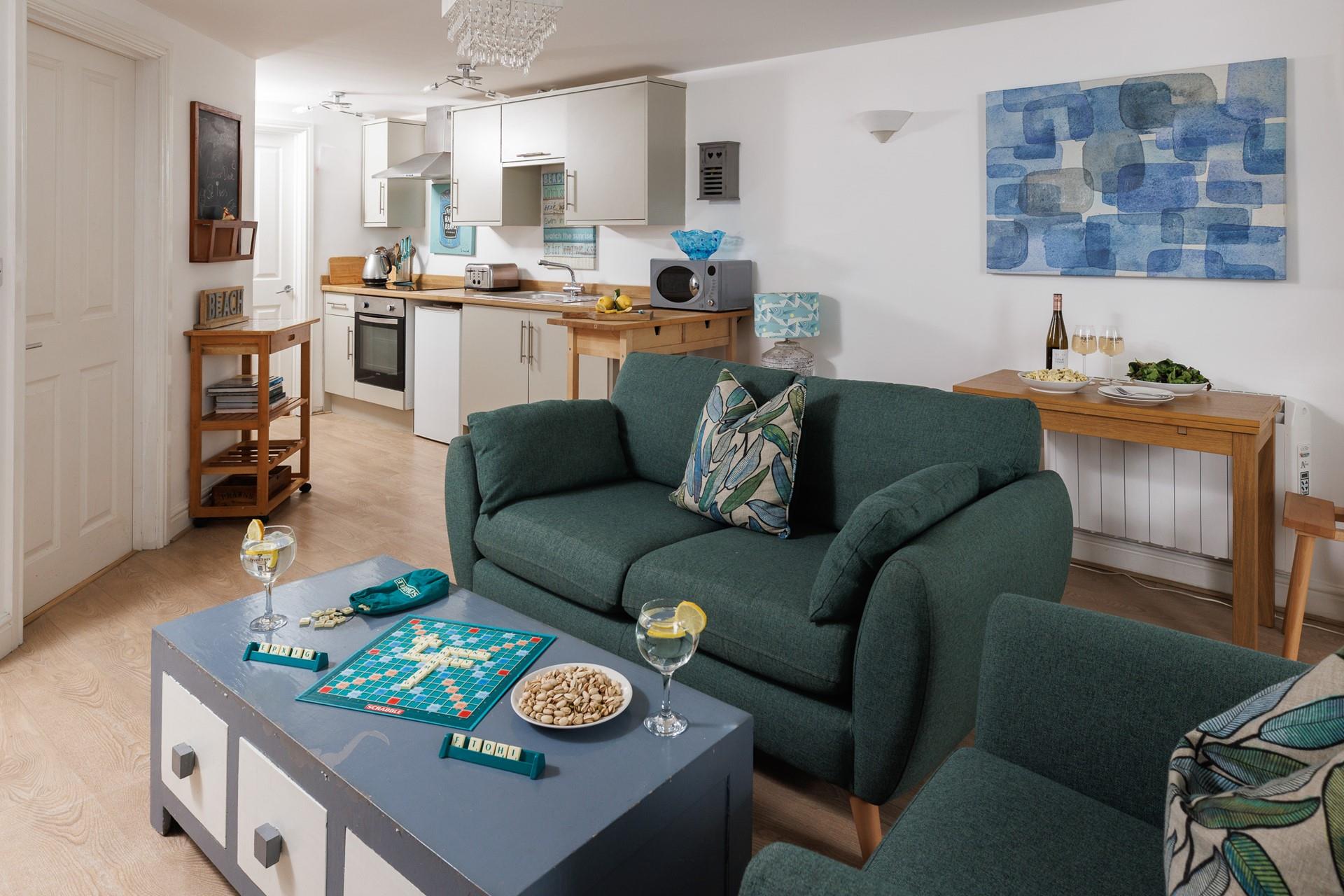 Sink into the sofa in the evening to unwind and pour yourself a glass of something cold.