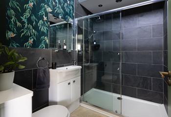 Bedroom 2 has a beautiful en suite with a double walk-in shower.