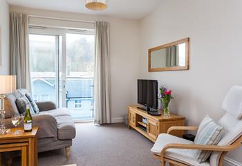 Relax in the plush and homely living area with a glass of something chilled whilst you watch the sunset over St Ives.