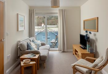 Relax in the plush and homely living area with a glass of something chilled whilst you watch the sunset over St Ives.