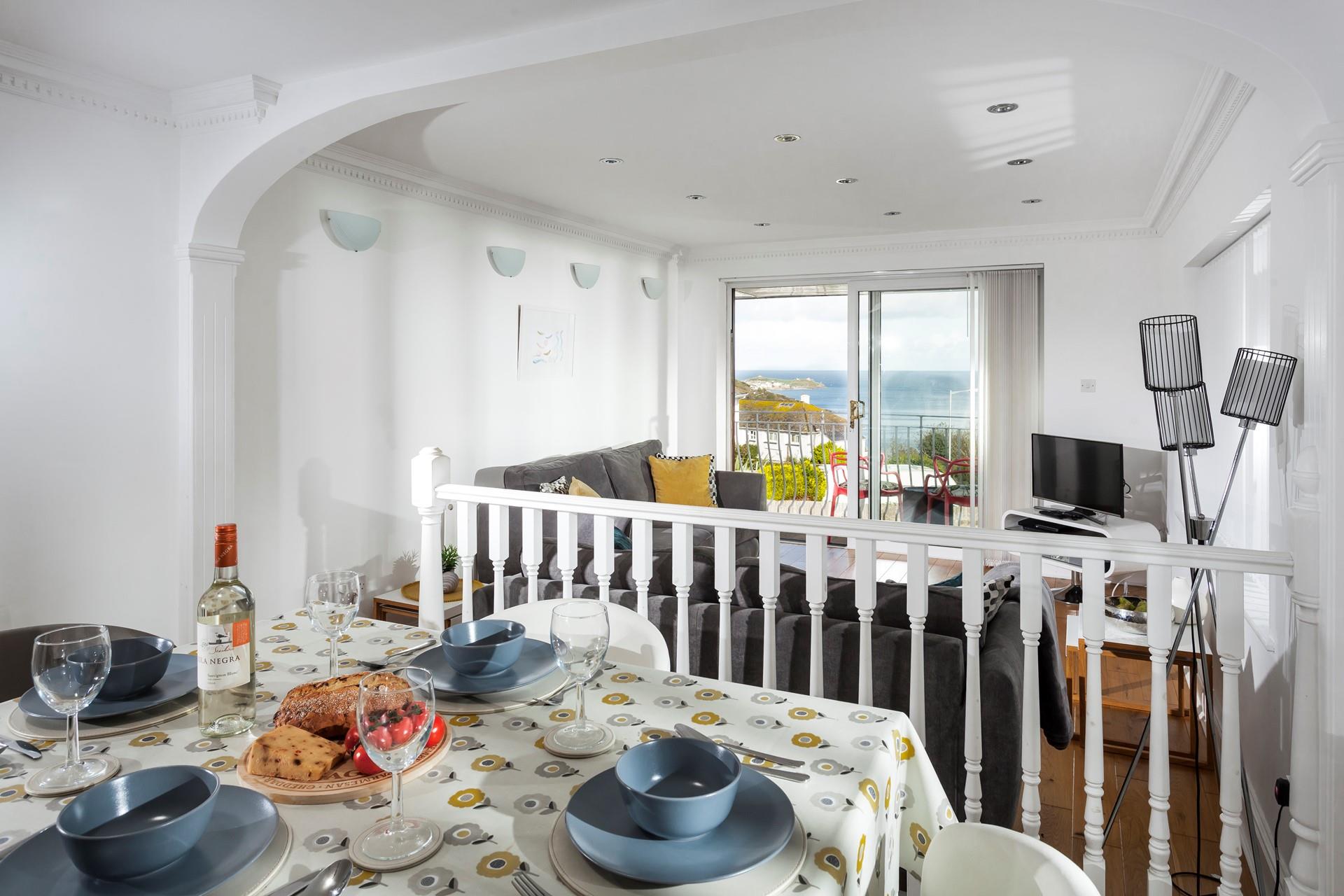 The dining area is well-positioned to also take advantage of those stunning sea views!