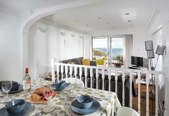 The dining area is well-positioned to also take advantage of those stunning sea views!