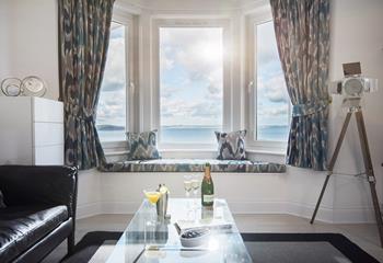 Chic and stylish, the lounge at Pencarrow is a wonderful spot to sit and admire the view. 