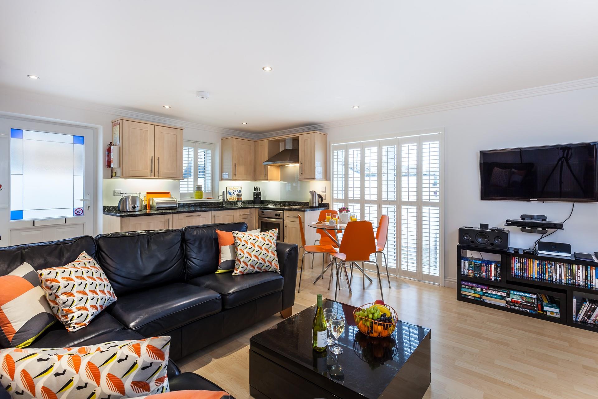 The cosy seating area with the large TV complete with Blu-ray 3D DVD and a fabulous selection of films is perfect for a family movie night!