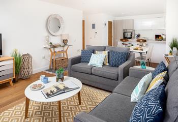 The open plan living area is perfect for socialising during your time at Sea Star. 