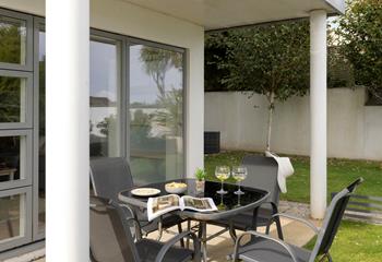 Sip a tipple on the patio as the sun goes down.