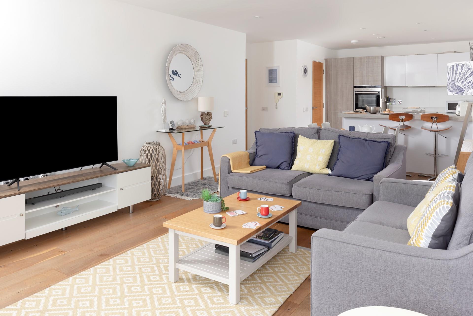 The open plan living area is perfect for socialising during your time at Sea Star. 