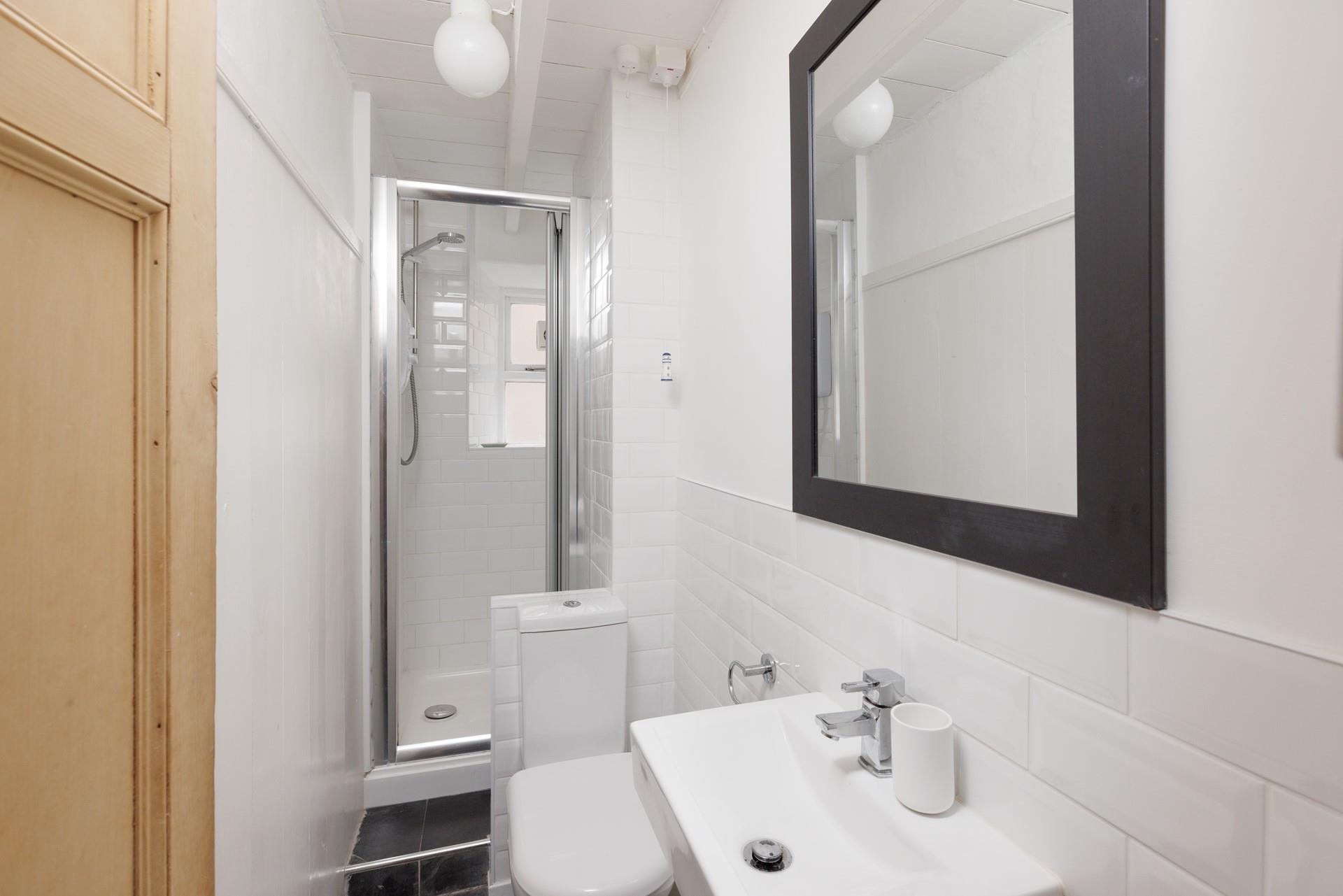 A handy shower rooms make it easy to rinse off after a day on the beach.