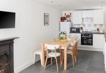 The modern kitchen is equipped with all the amenities you need.