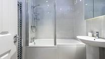 Get ready for the day in the stylish and modern bathroom.