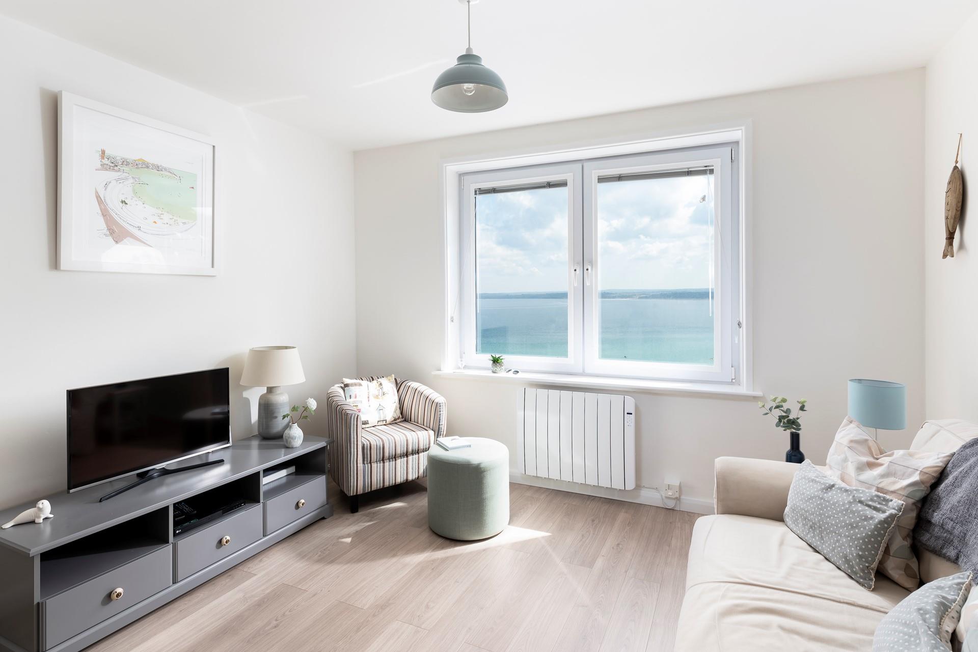 Open plan living ensures the apartment feels bright and airy.