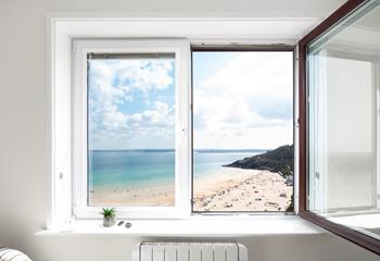 The property offers exquisite views over Porthminster beach.