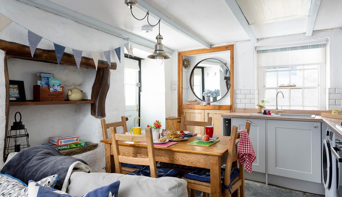 The characterful kitchen is well-equipped to cook up a storm.