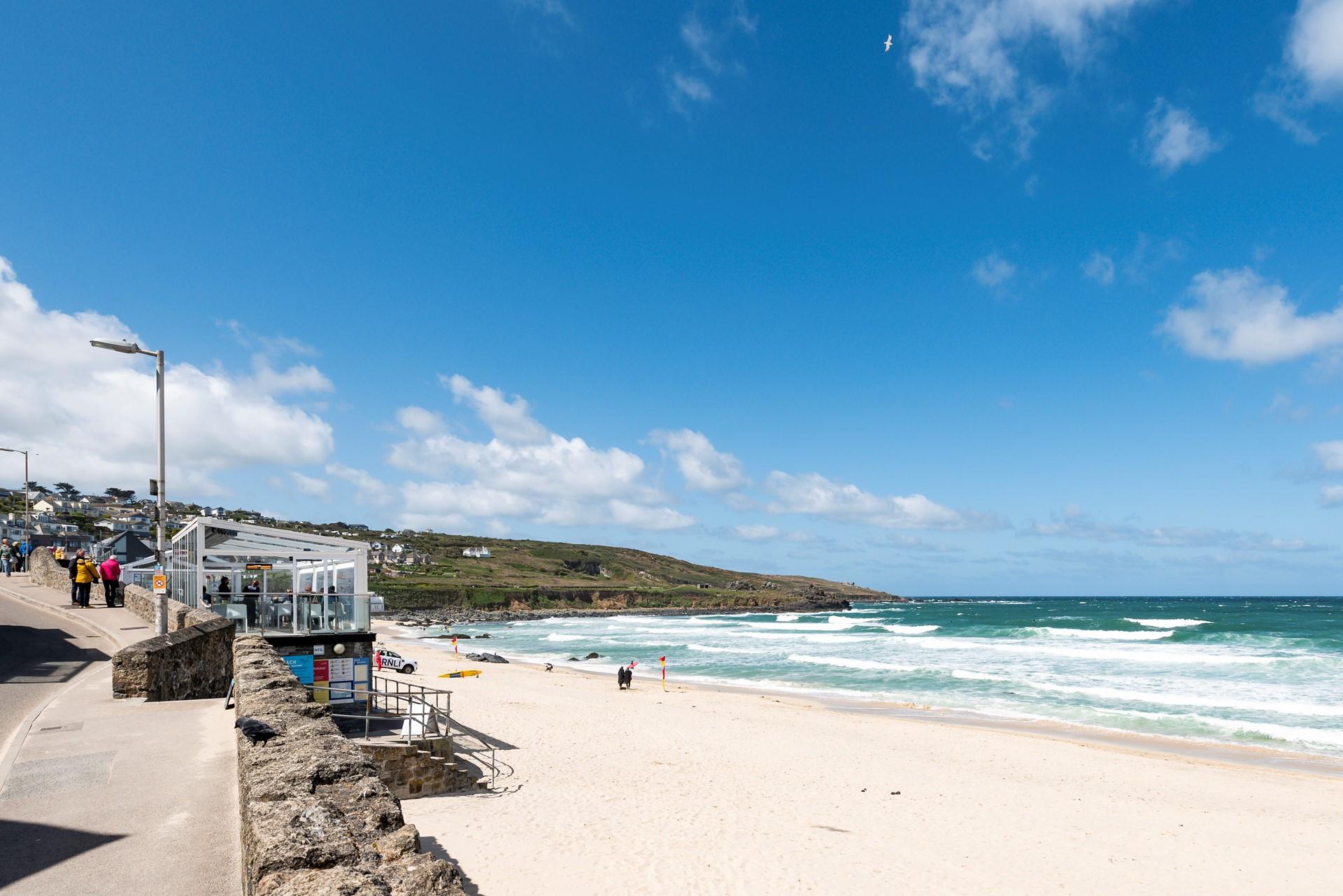 Spend your days relaxing on the soft sands of Porthmeor beach.