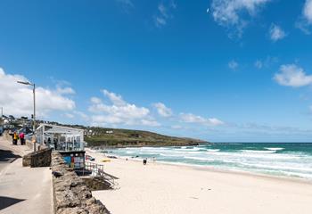 Spend your days relaxing on the soft sands of Porthmeor beach.
